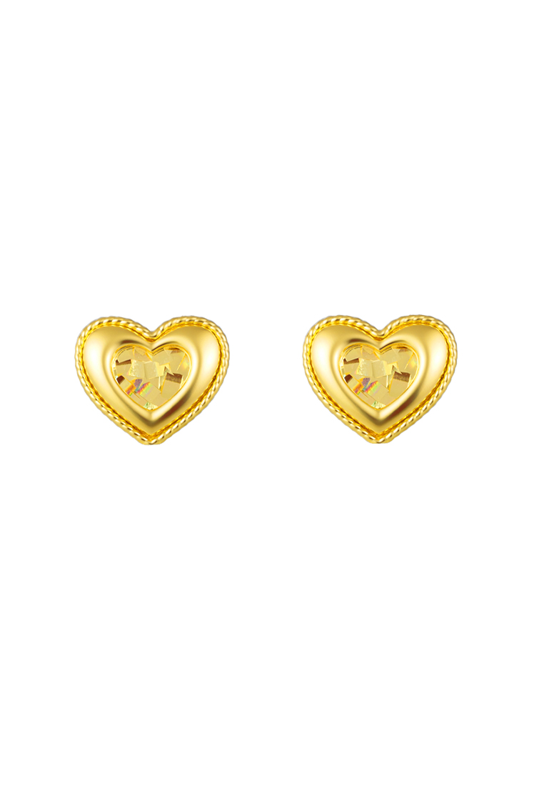 TOMEI Heart Earrings, Yellow Gold 916/22K