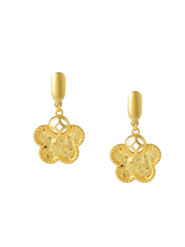 TOMEI Wealthy Flower Earrings, Yellow Gold 916/22K