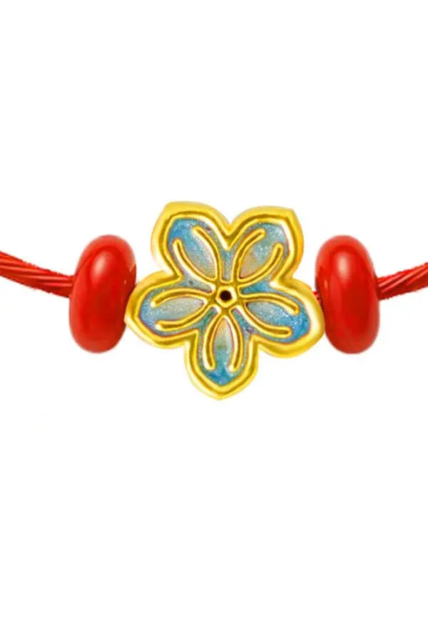 TOMEI Flower Charm with rope, Yellow Gold 999/24K