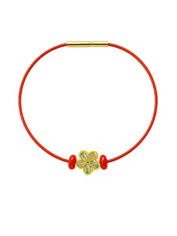 TOMEI Flower Charm with rope, Yellow Gold 999/24K