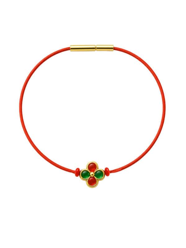 TOMEI Flower Charm with rope, Yellow Gold 999/24K