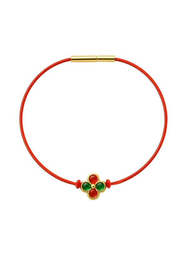 TOMEI Flower Charm with rope, Yellow Gold 999/24K
