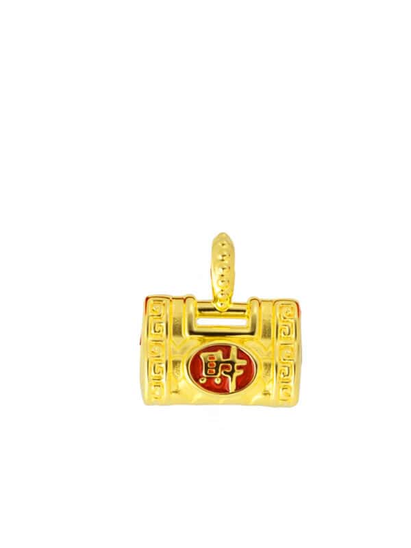 TOMEI Lucky Lock Charm with rope, Yellow Gold 999/24K