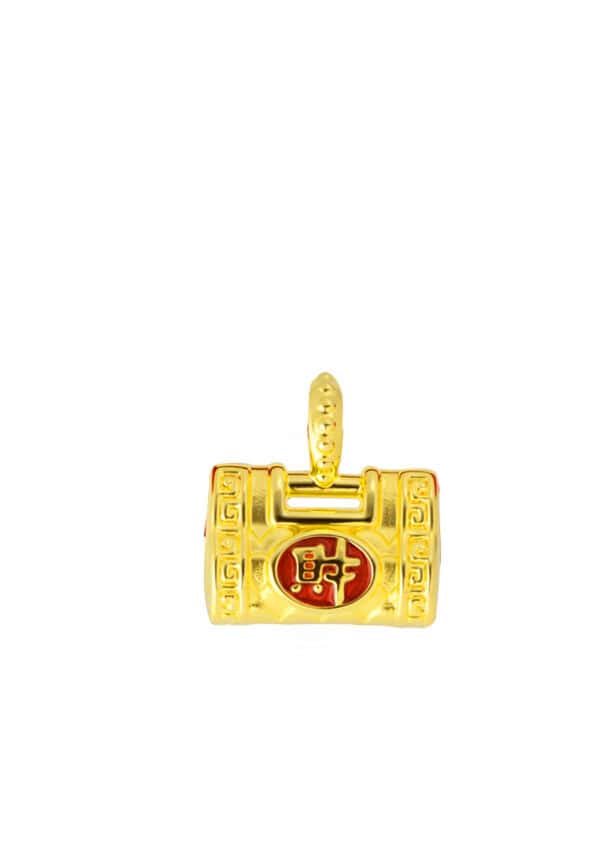 TOMEI Lucky Lock Charm with rope, Yellow Gold 999/24K