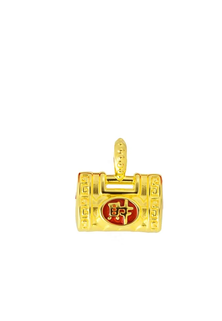 TOMEI Lucky Lock Charm with rope, Yellow Gold 999/24K