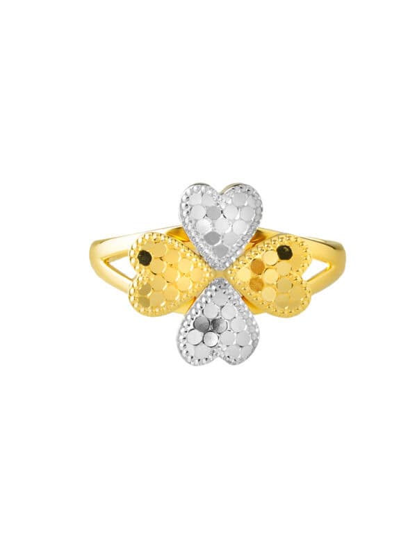 TOMEI Dual-Tone Clovers Ring, Yellow Gold 916/22K