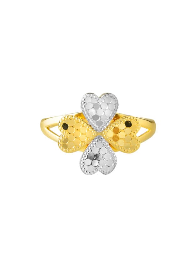 TOMEI Dual-Tone Clovers Ring, Yellow Gold 916/22K