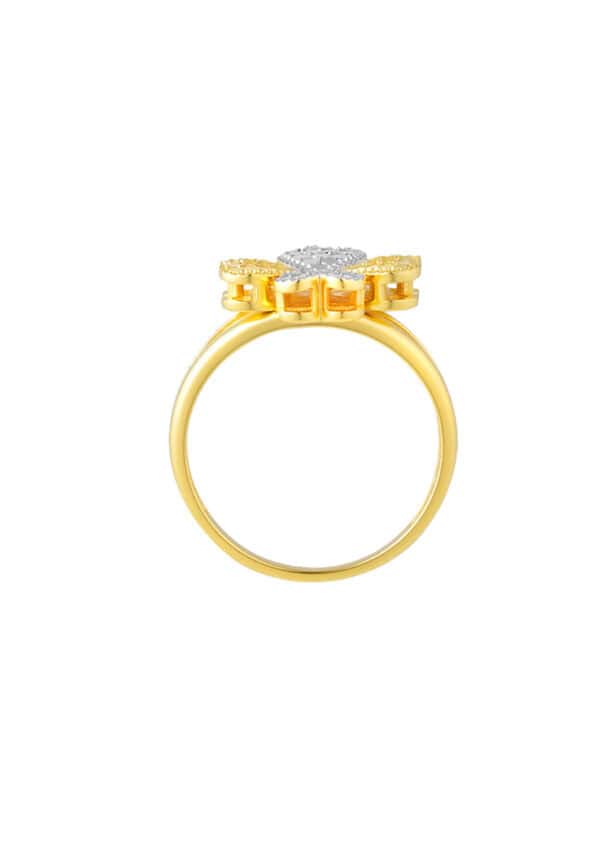 TOMEI Dual-Tone Clovers Ring, Yellow Gold 916/22K