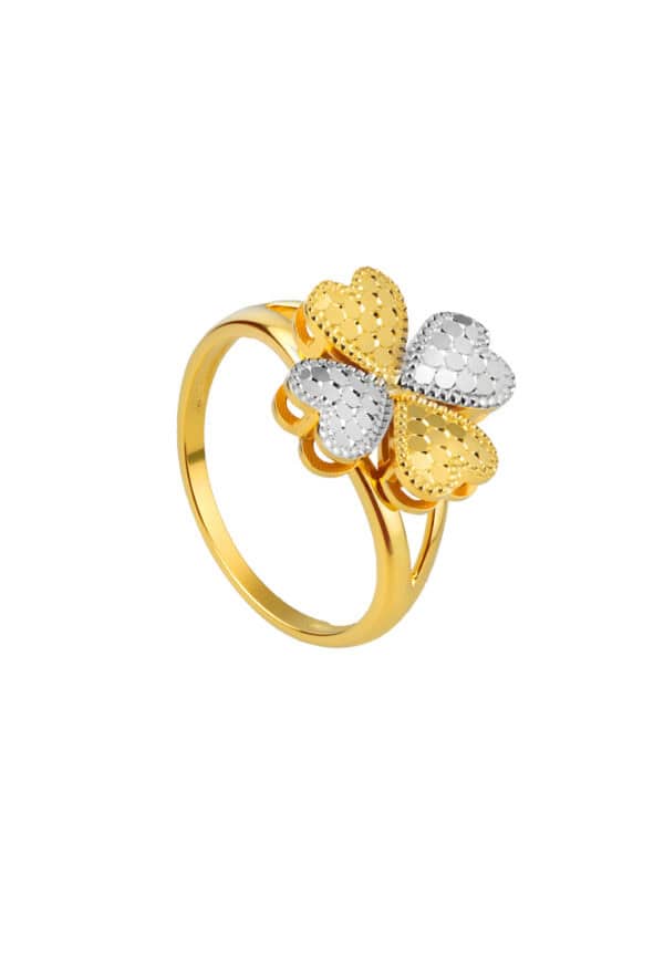 TOMEI Dual-Tone Clovers Ring, Yellow Gold 916/22K