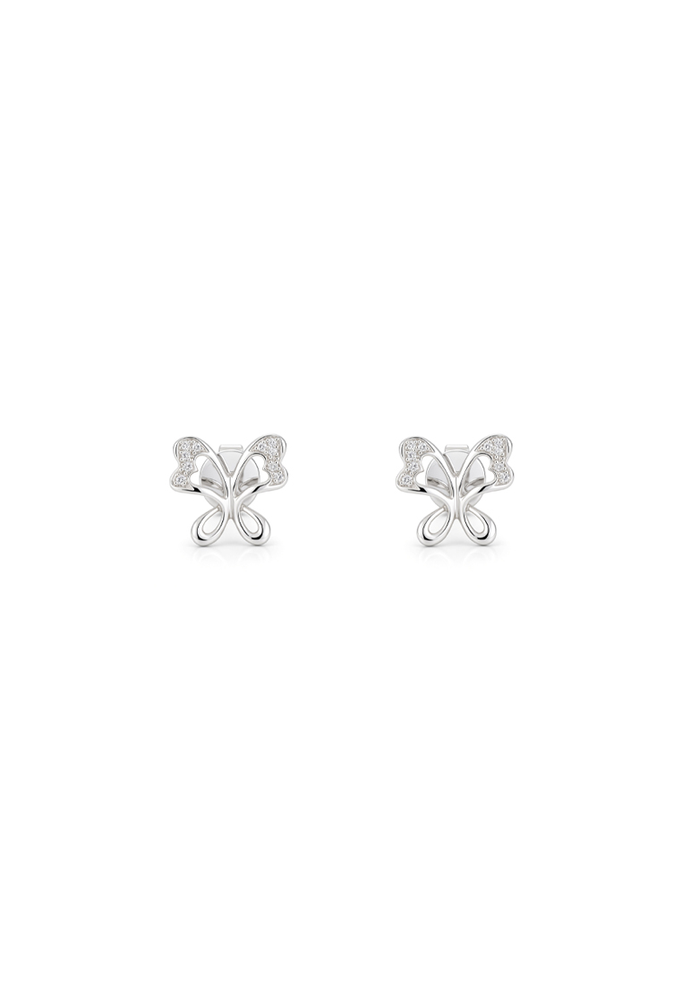 TOMEI Butterfly Diamond Earrings, White Gold 585/14K
