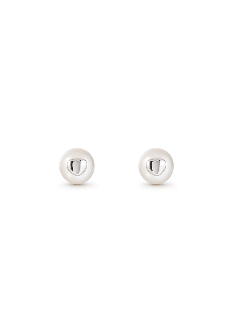 TOMEI Pearlfect Love Earrings, White Gold 585/14K