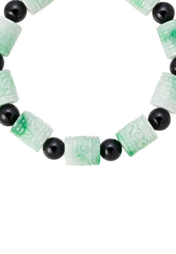 TOMEI Palace Grace Engraved Jade Tube Bracelet