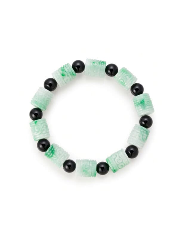 TOMEI Palace Grace Engraved Jade Tube Bracelet