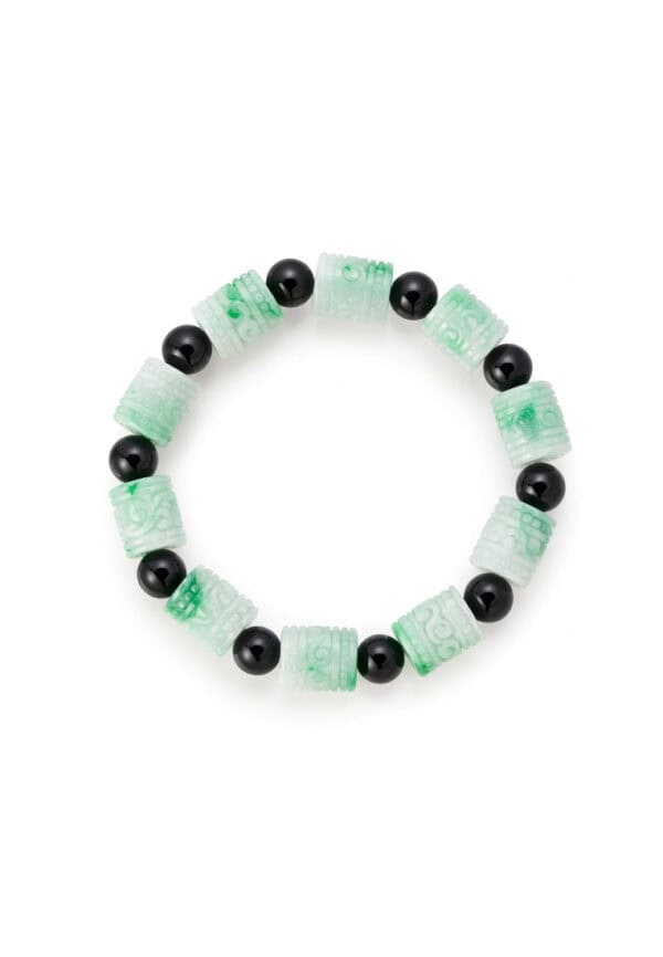 TOMEI Palace Grace Engraved Jade Tube Bracelet