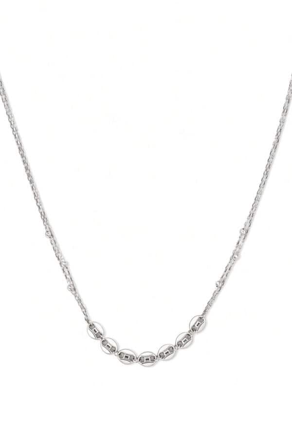 TOMEI Box Chain Necklace, White Gold 585/14K