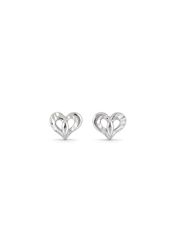 TOMEI Heart Earrings, White Gold 585/14K