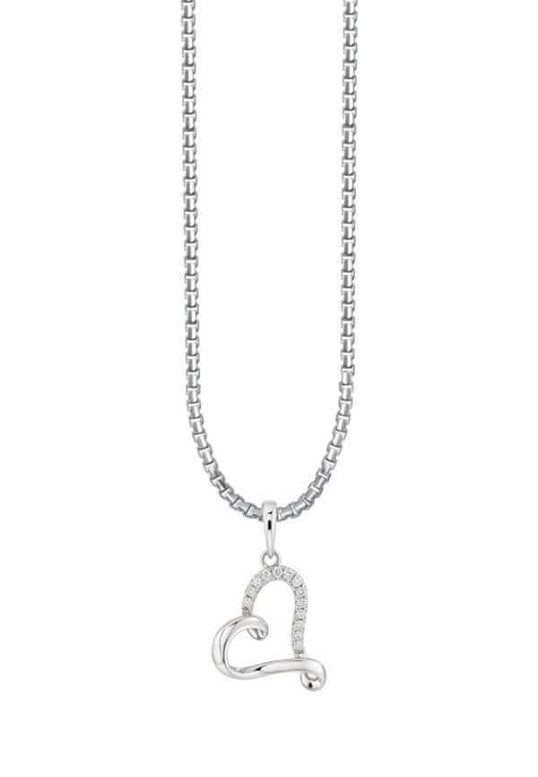 TOMEI Love Diamond Necklace, White Gold 375