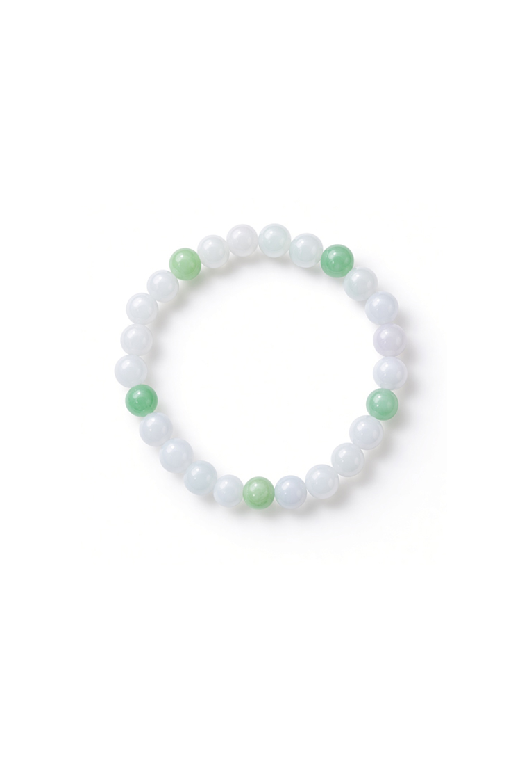 TOMEI Palace Grace Greenish White Jade Bead Bracelet