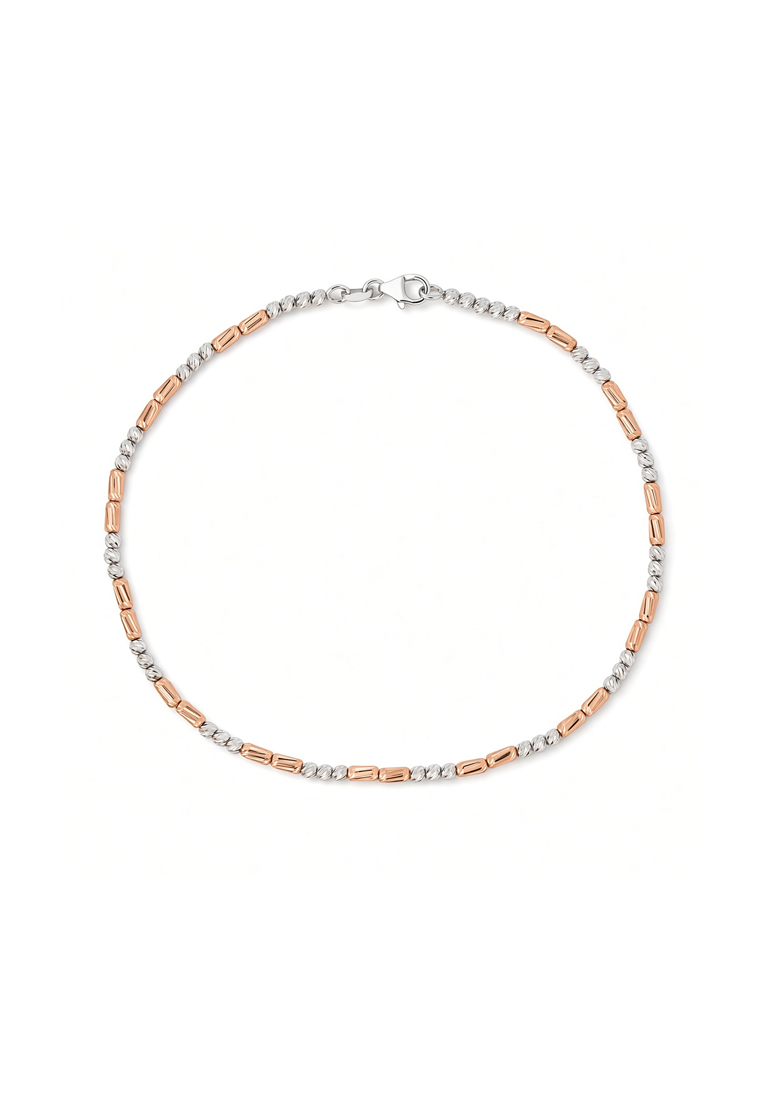 TOMEI Italia Anklet, White+Rose Gold 585/14K