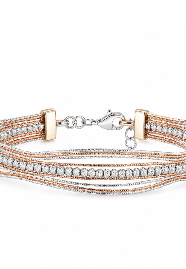 TOMEI Italia Bangle, White+Rose Gold 585/14K