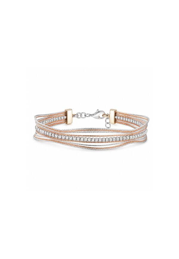 TOMEI Italia Bangle, White+Rose Gold 585/14K