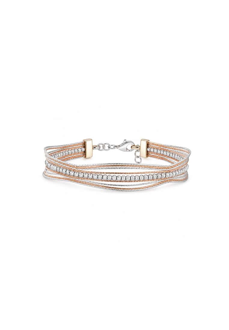 TOMEI Italia Bangle, White+Rose Gold 585/14K