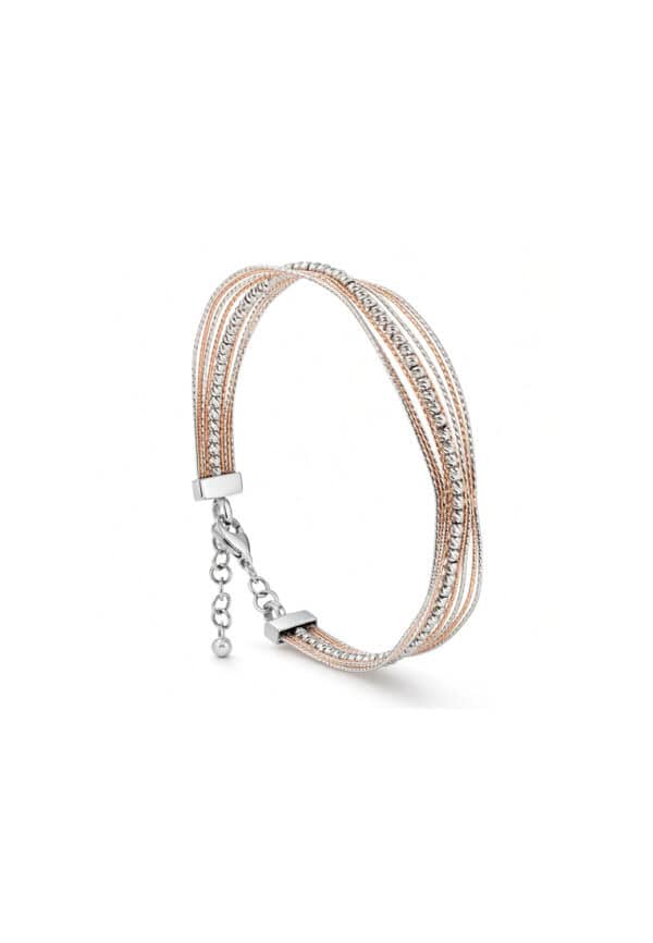 TOMEI Italia Bangle, White+Rose Gold 585/14K