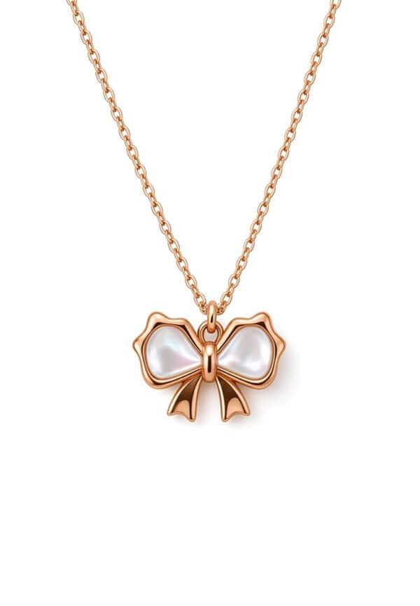 TOMEI Rouge Collection Ribbon Necklace, Rose Gold 750/18K
