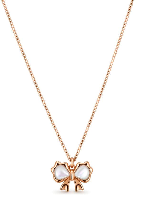 TOMEI Rouge Collection Ribbon Necklace, Rose Gold 750/18K