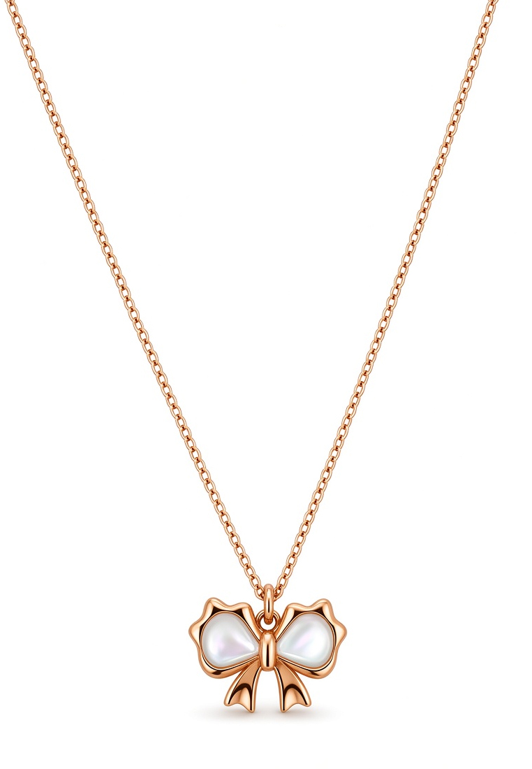 TOMEI Rouge Collection Ribbon Necklace, Rose Gold 750/18K