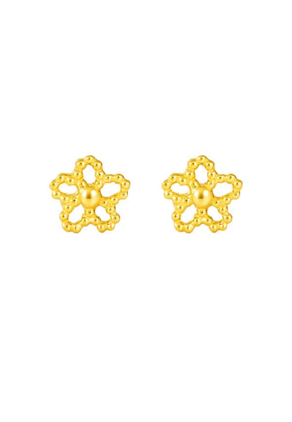 TOMEI Flower Earrings, Yellow Gold 916/22K