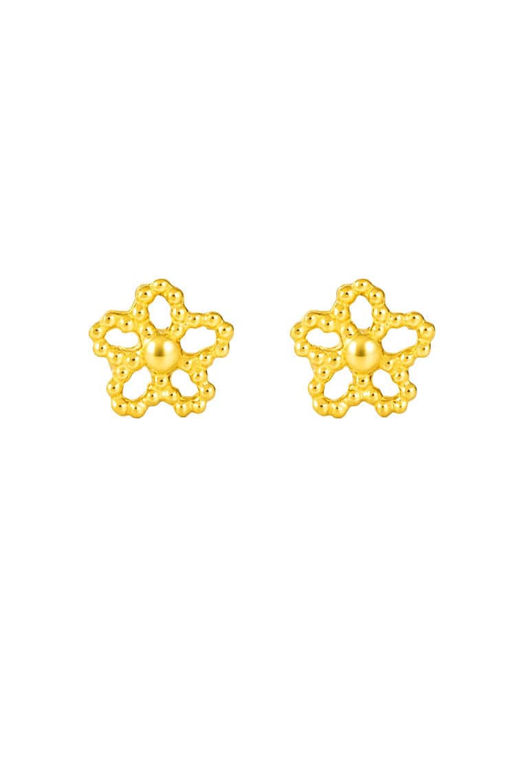 TOMEI Flower Earrings, Yellow Gold 916/22K
