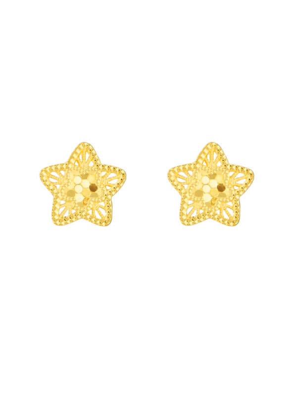 TOMEI Star Earrings, Yellow Gold 916/22K