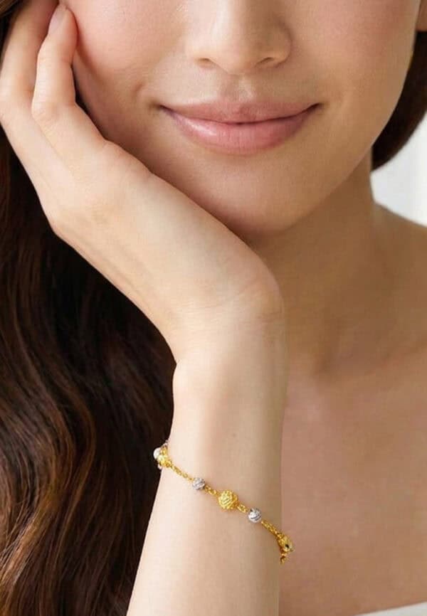 TOMEI Dual-Tone Bracelet, Yellow Gold 916/22K