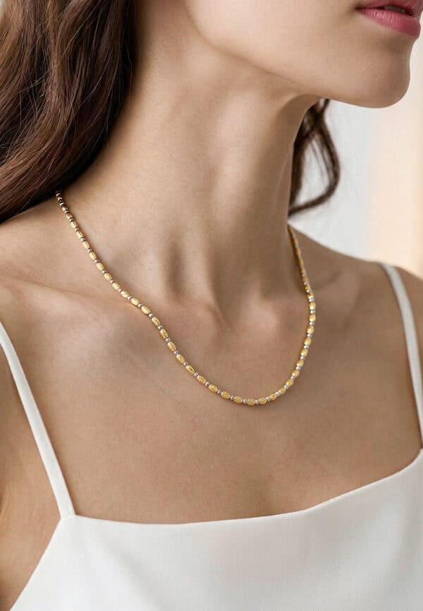 TOMEI Dual-Tone Necklace, Yellow Gold 916/22K