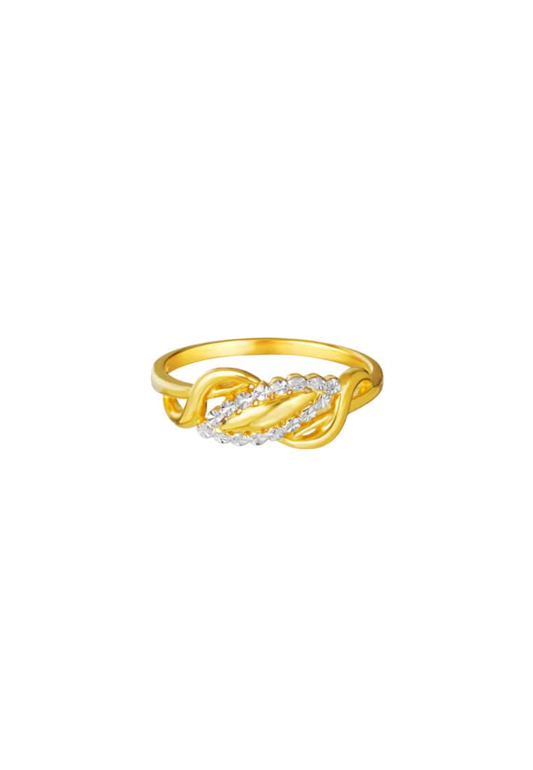 TOMEI Dual-Tone Ring, Yellow Gold 916/22K