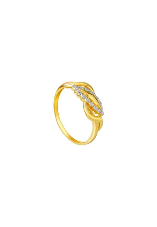 TOMEI Dual-Tone Ring, Yellow Gold 916/22K