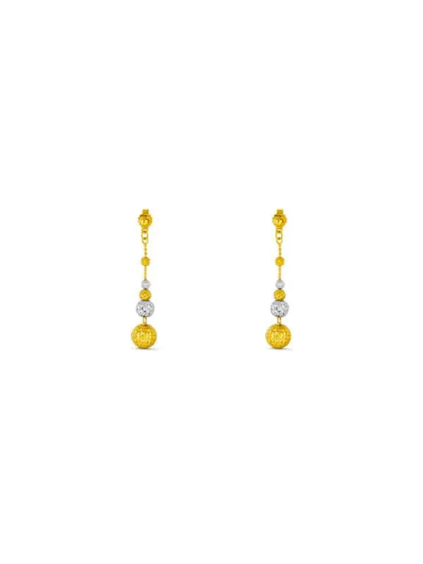 TOMEI Dual-Tone Earrings, Yellow Gold 916/22K
