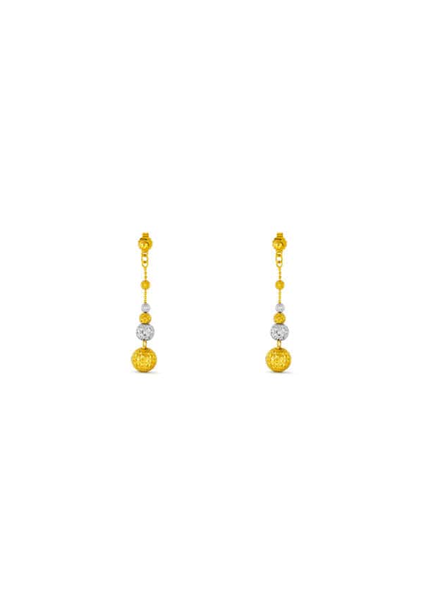 TOMEI Dual-Tone Earrings, Yellow Gold 916/22K