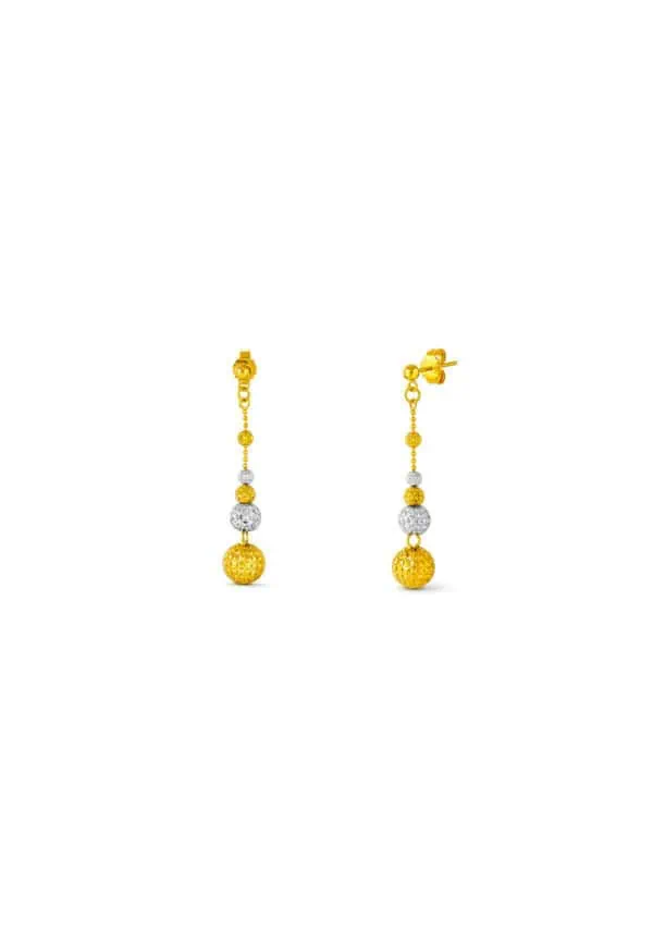 TOMEI Dual-Tone Earrings, Yellow Gold 916/22K
