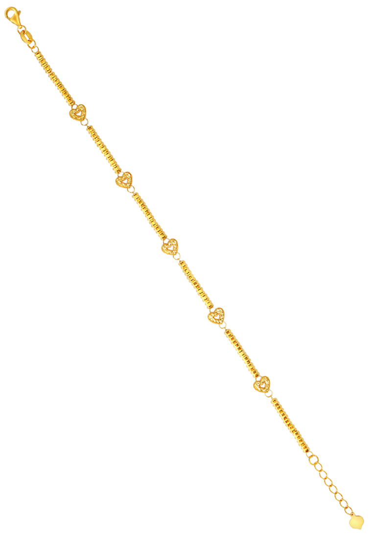 TOMEI Heart Bracelet, Yellow Gold 916/22K