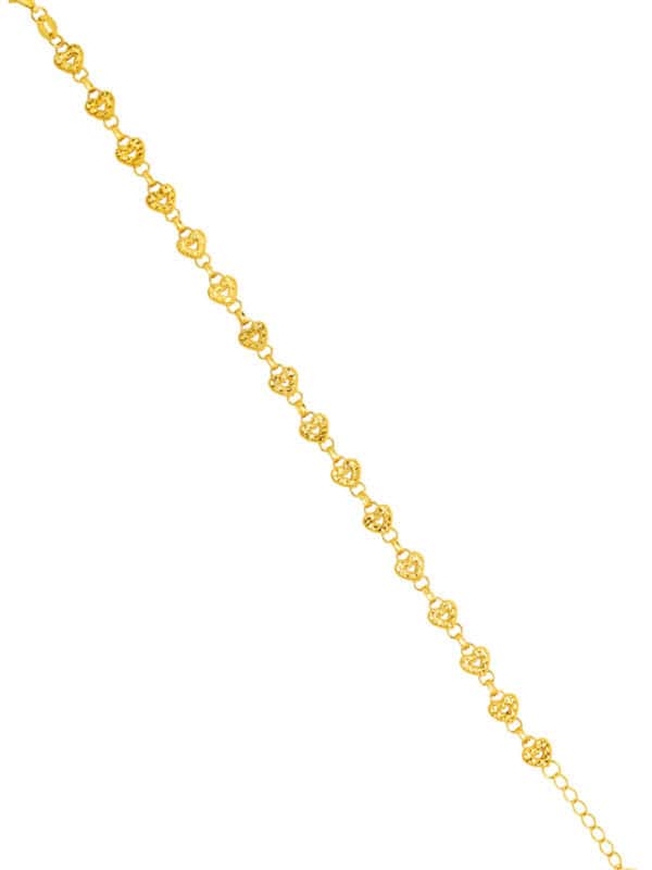 TOMEI Heart Bracelet, Yellow Gold 916/22K