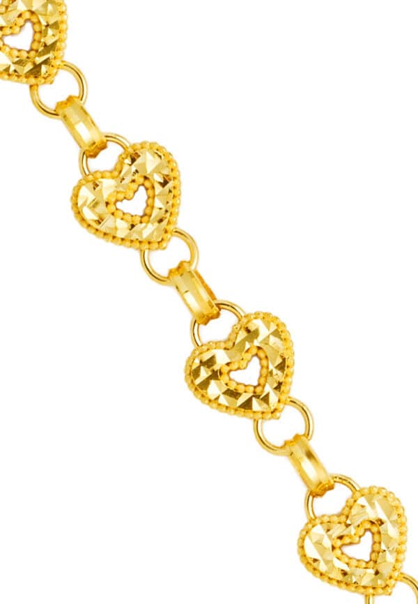TOMEI Heart Bracelet, Yellow Gold 916/22K