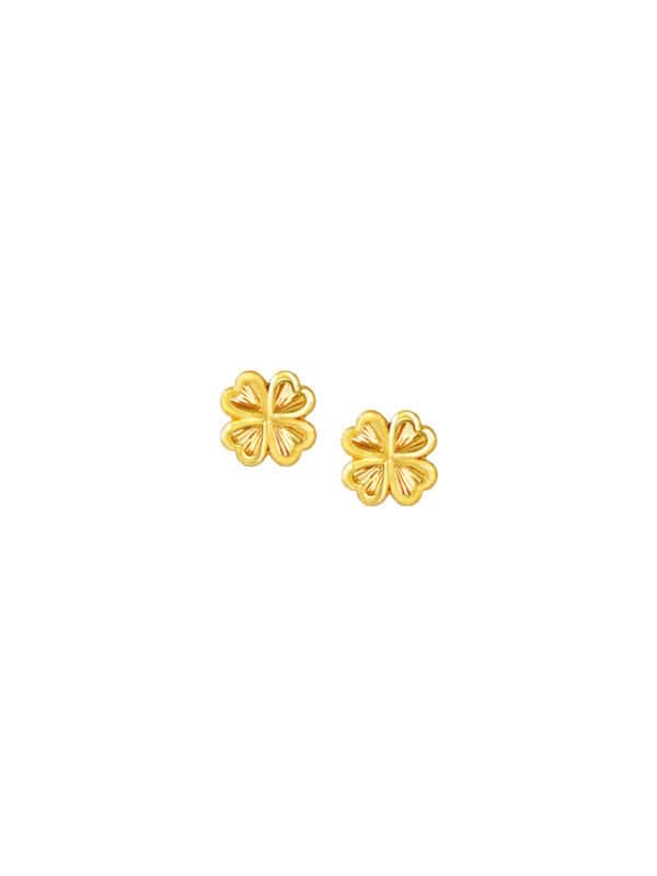 TOMEI Four Leave Clover Earrings, Yellow Gold 916/22K