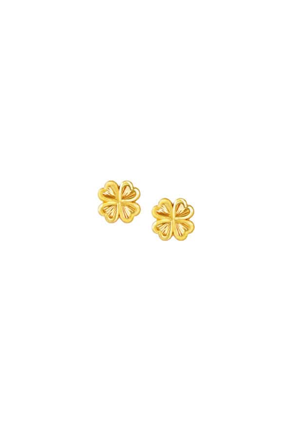 TOMEI Four Leave Clover Earrings, Yellow Gold 916/22K