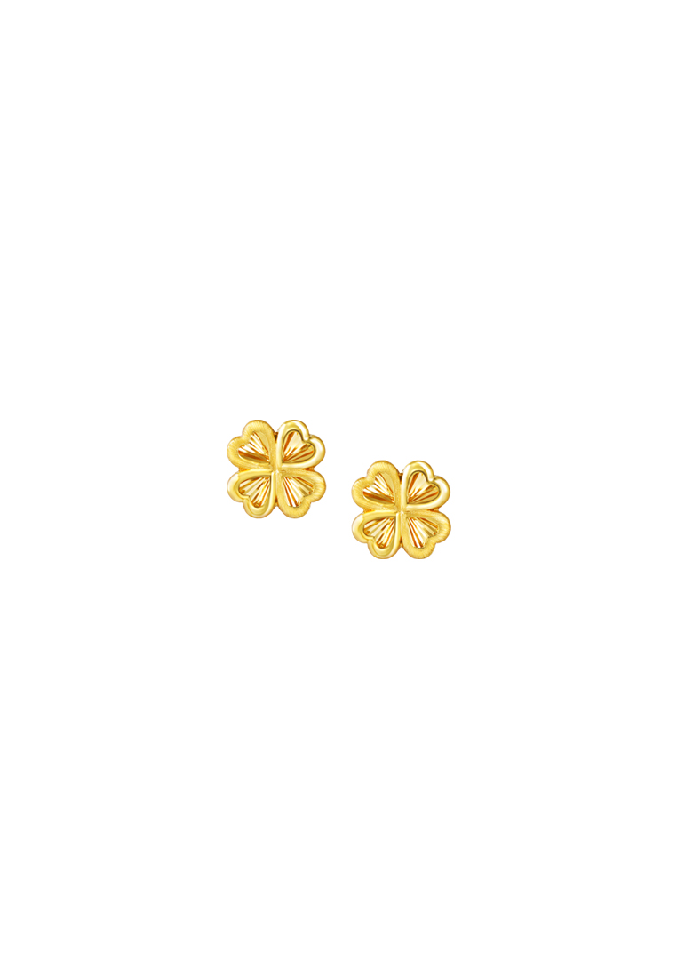 TOMEI Four Leave Clover Earrings, Yellow Gold 916/22K