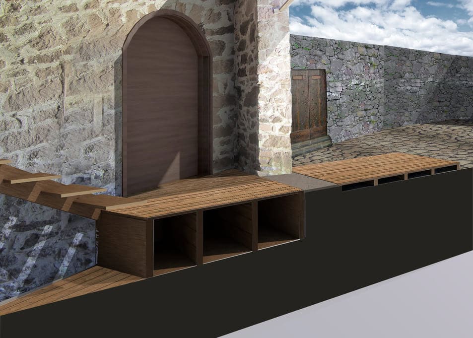 Restauro Casa Aragonese: progetto Europroject con nuova pedana accessibile e materiali integrati.