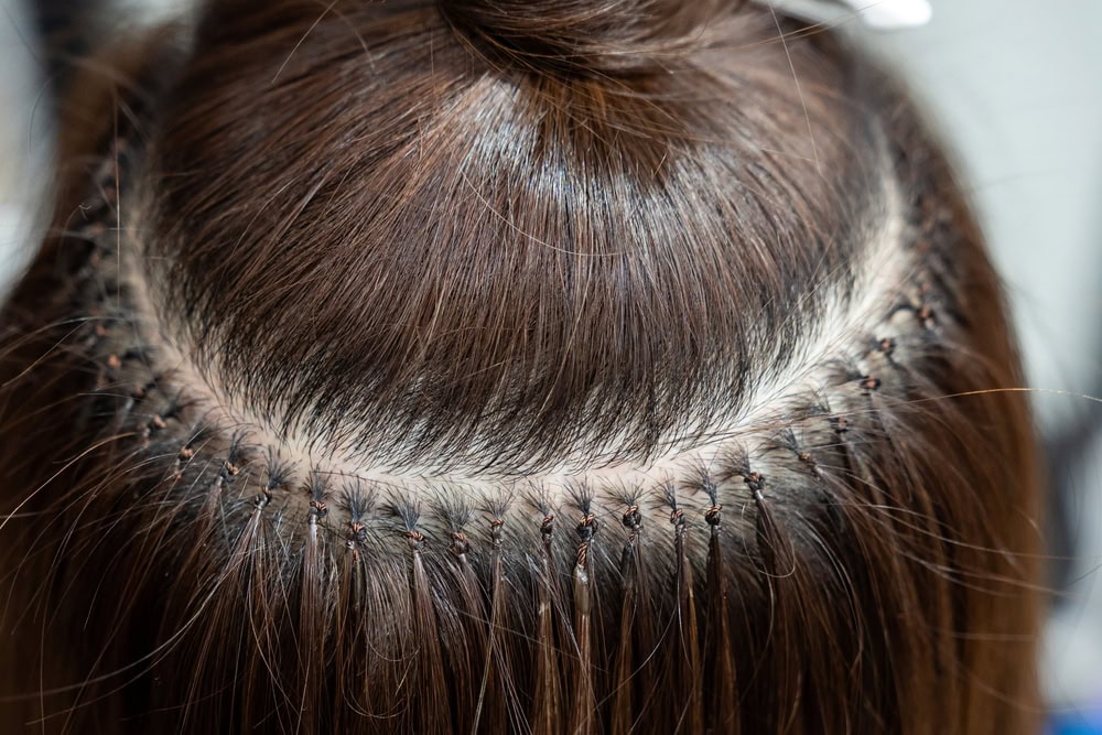 Hot,Hair,Extensions,On,Micro,Capsules.,Italian,Hair,Extension,Technology.
