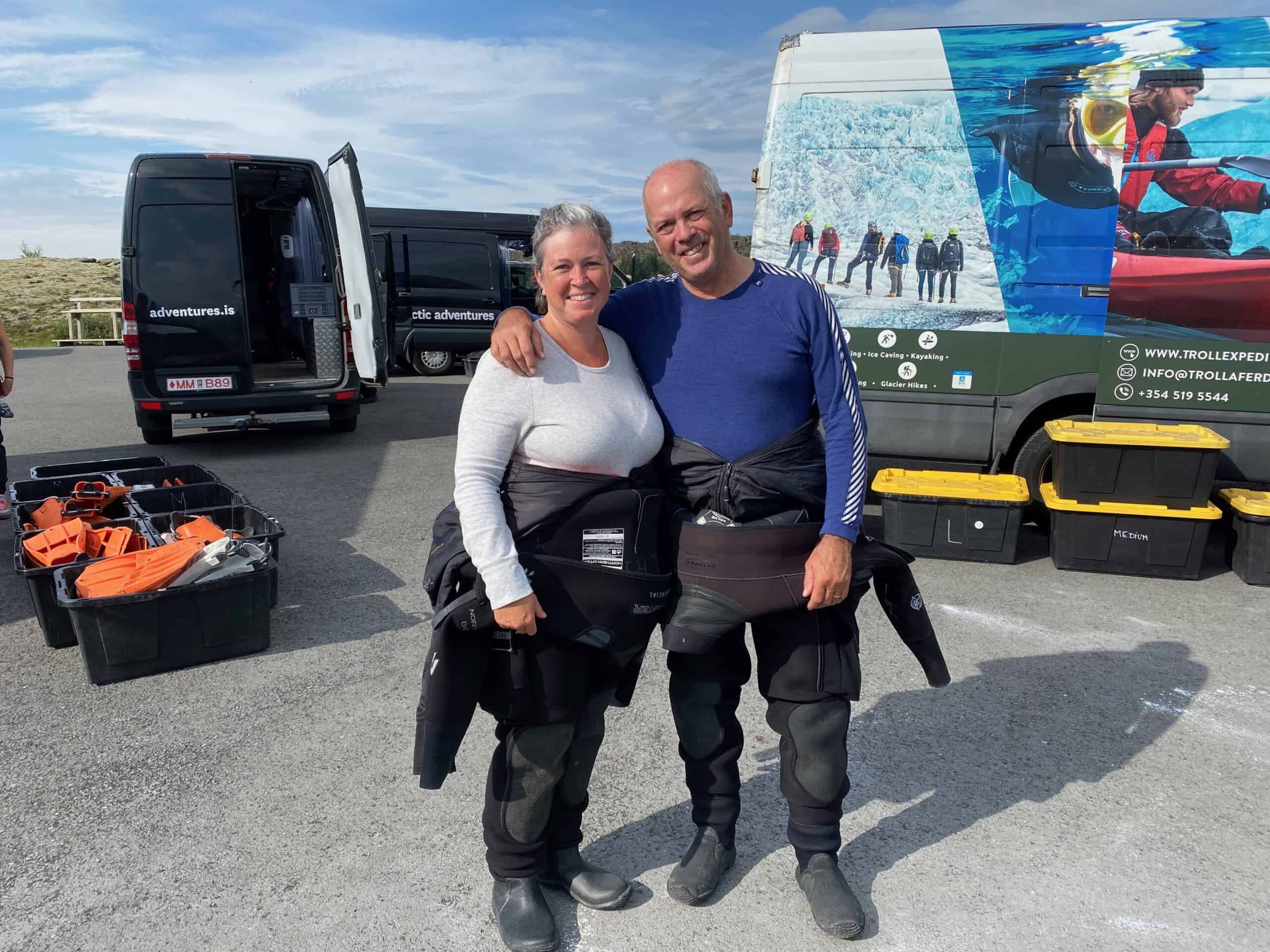 Suited up for snorkeling at Silfra