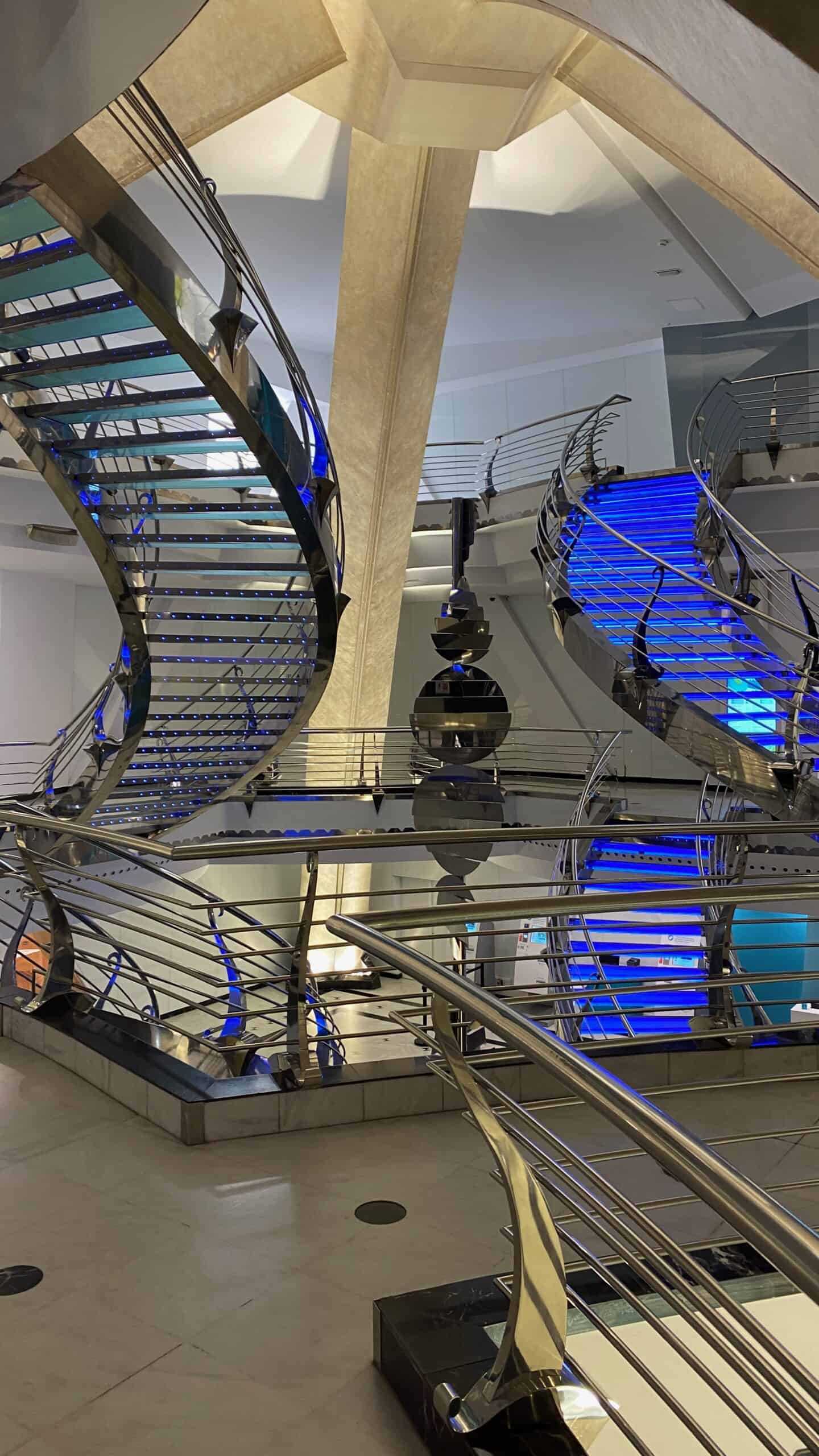 The staircase of the inside of the spa